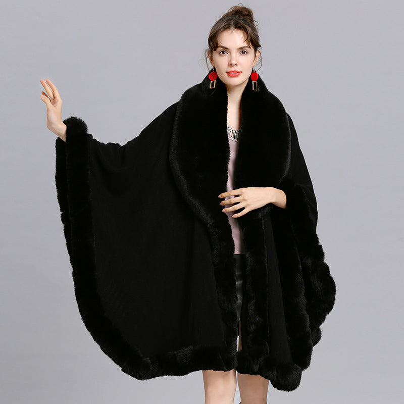 Faux Cashmere Knitted Cardigan Shawl Cloak