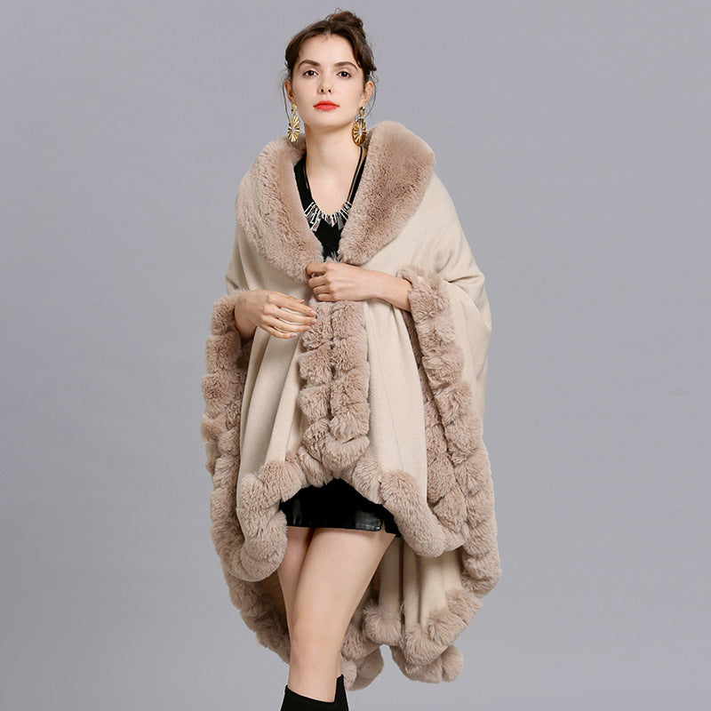 Faux Cashmere Knitted Cardigan Shawl Cloak