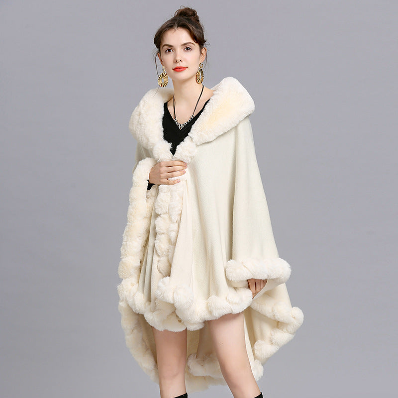 Faux Cashmere Knitted Cardigan Shawl Cloak