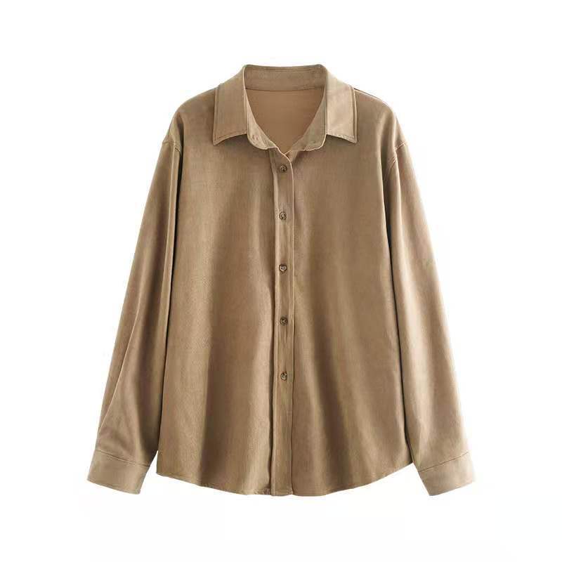 Top Corduroy Temperament Retro Hong Kong-flavored Brushed Shirt Coat