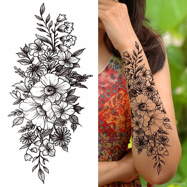 Flowers and Animals Body Tattoos