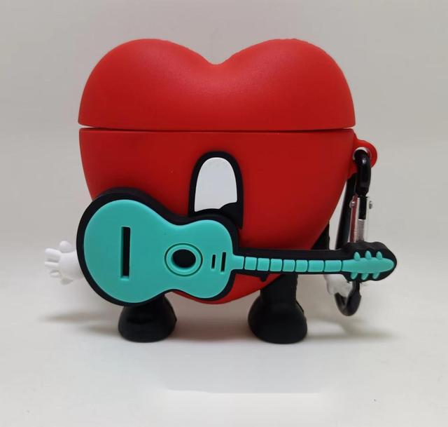 3D Red Bad Bunny Heart Earphone Case