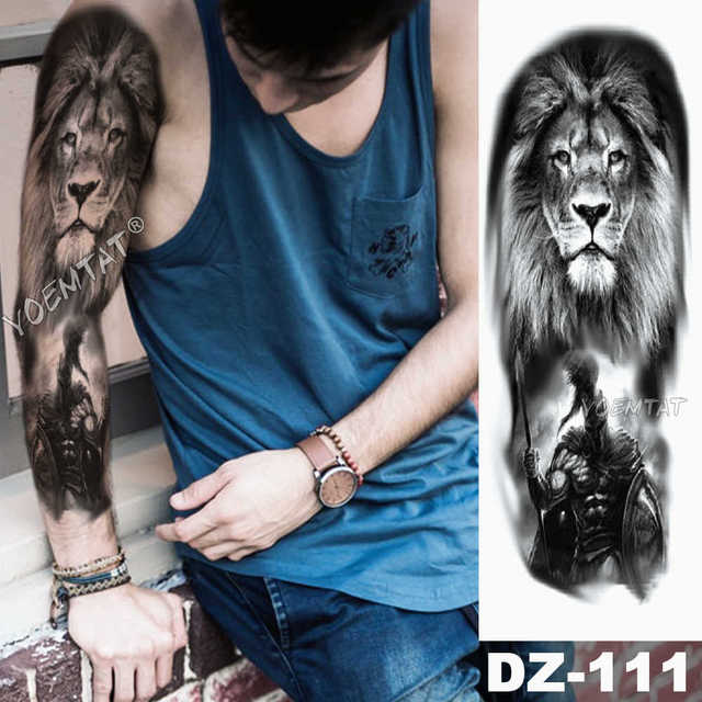 Lions in Gray and Shaded Black Tattoos