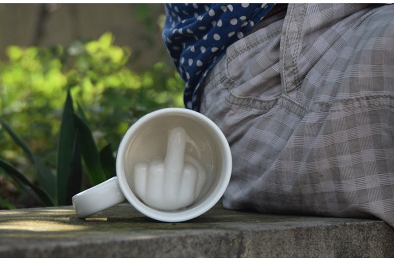 White Middle Finger Mug