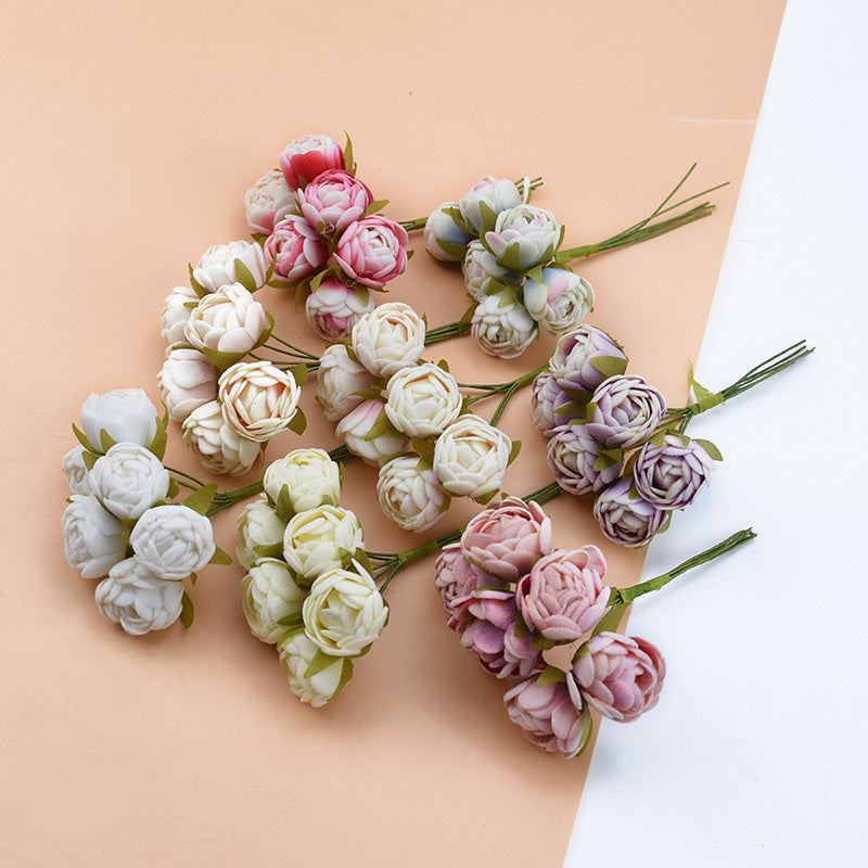 6Pcs Silk Mini Roses Buds