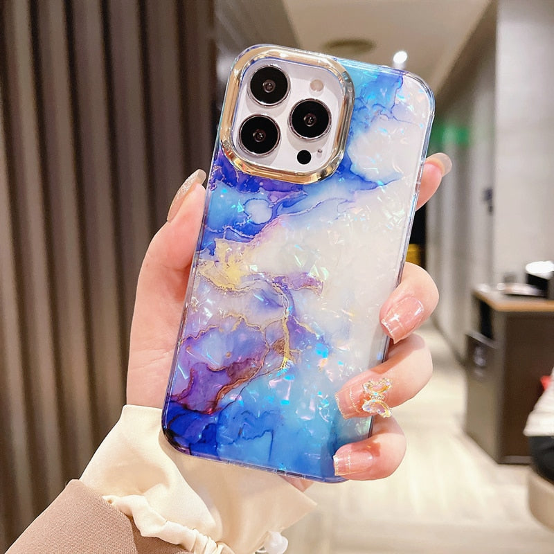 Marble Shell Pattern Phone Case For iPhones