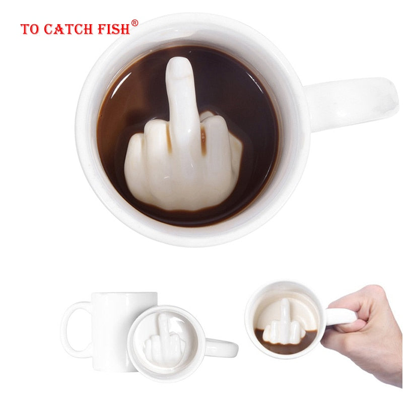 White Middle Finger Mug