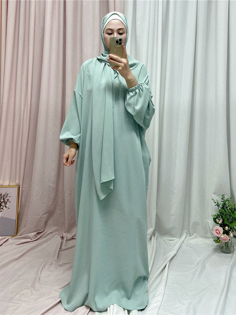 Abaya Long Dresses Women with Scarf