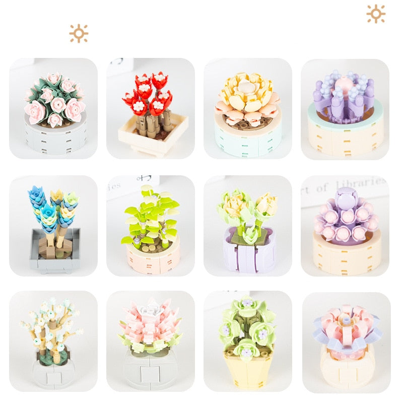 Potted Plants Succulents Model Bricks