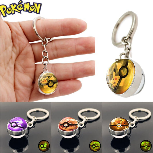 Glass Ball Pendant Cartoon Keychain