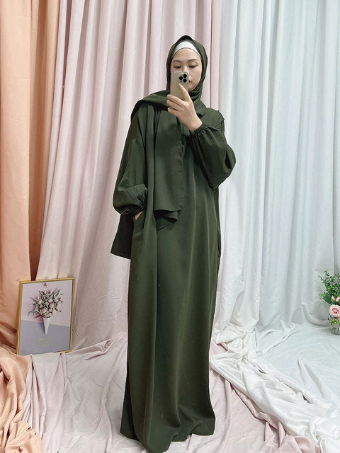 Abaya Long Dresses Women with Scarf