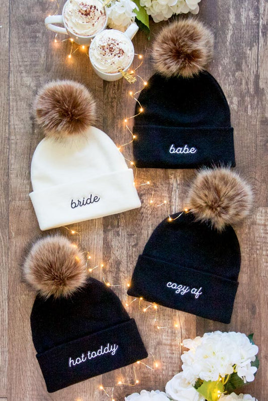 Bachelorette Pom-Pom Beanies | Bride and Bridesmaid and More!