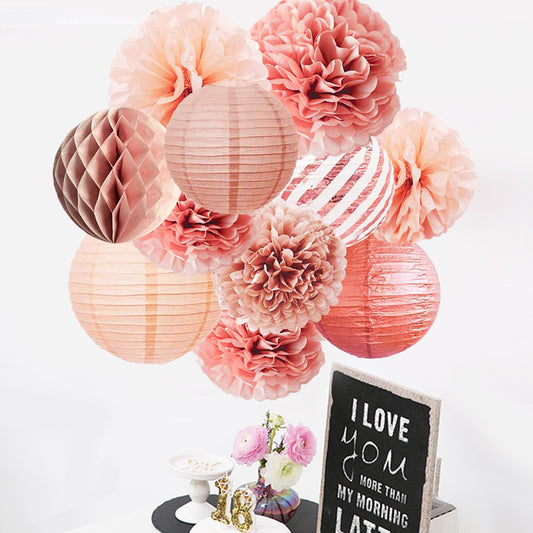 Party Pom Poms Lantern Paper Balloon