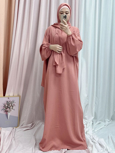 Abaya Long Dresses Women with Scarf