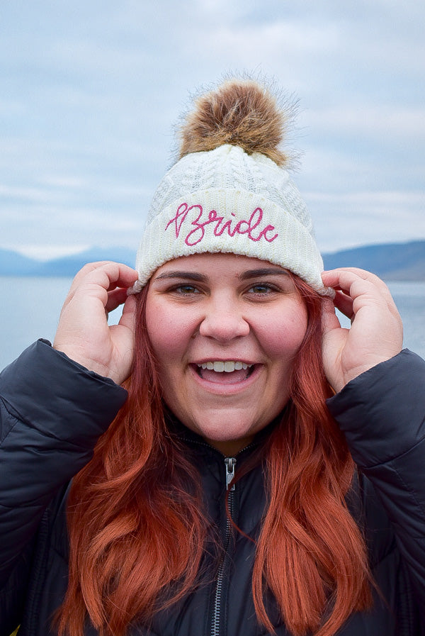 Babe and Bride Knitted Pom Pom Beanies