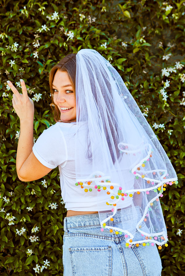 Fiesta Pom Pom Bachelorette Party Veil