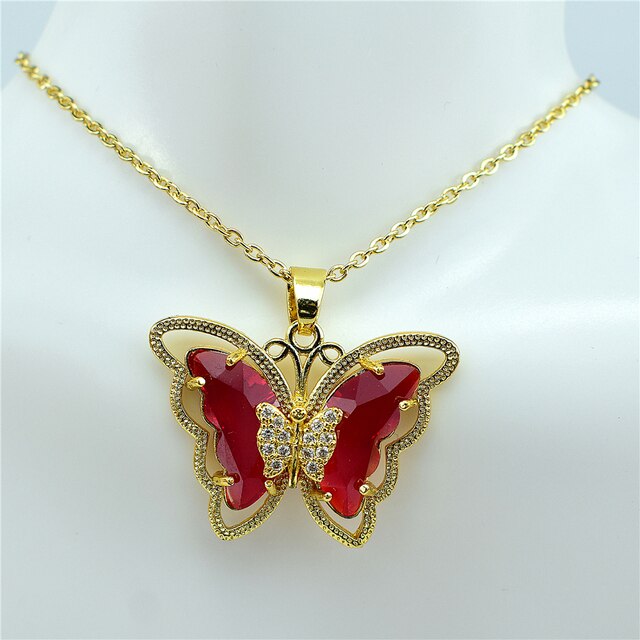 Crystal Glass Butterfly Necklace