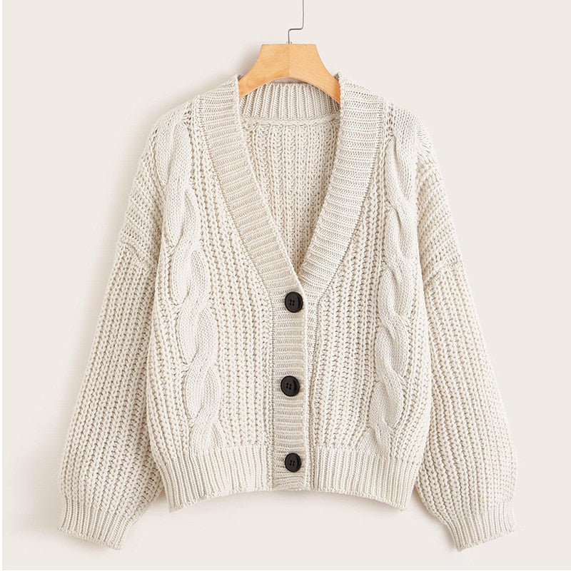 Vintage Knitted V Neck Cardigan