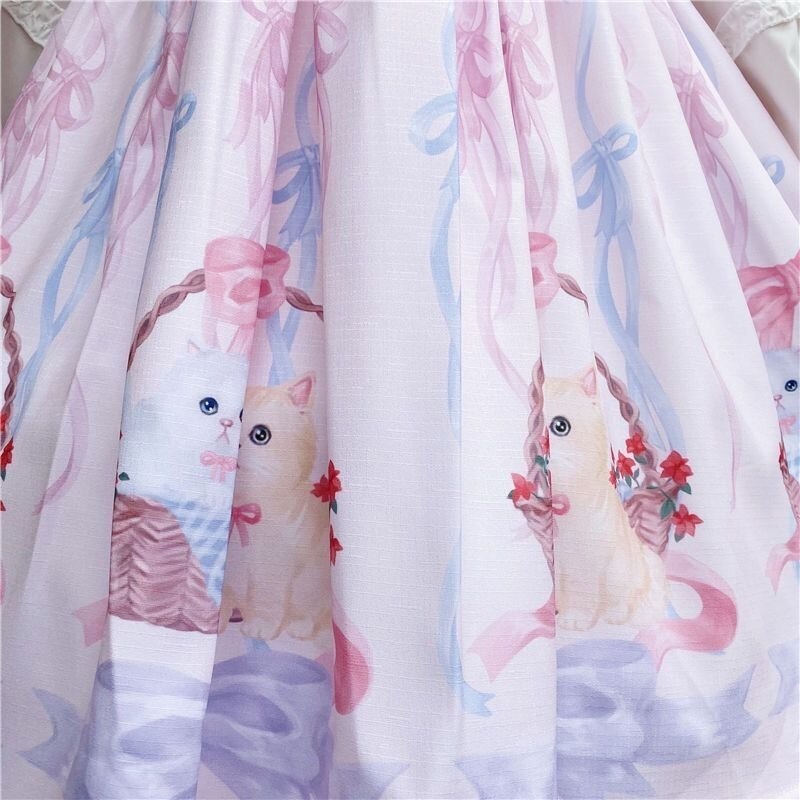 Cute Cats Tea Party Ruffles Dress