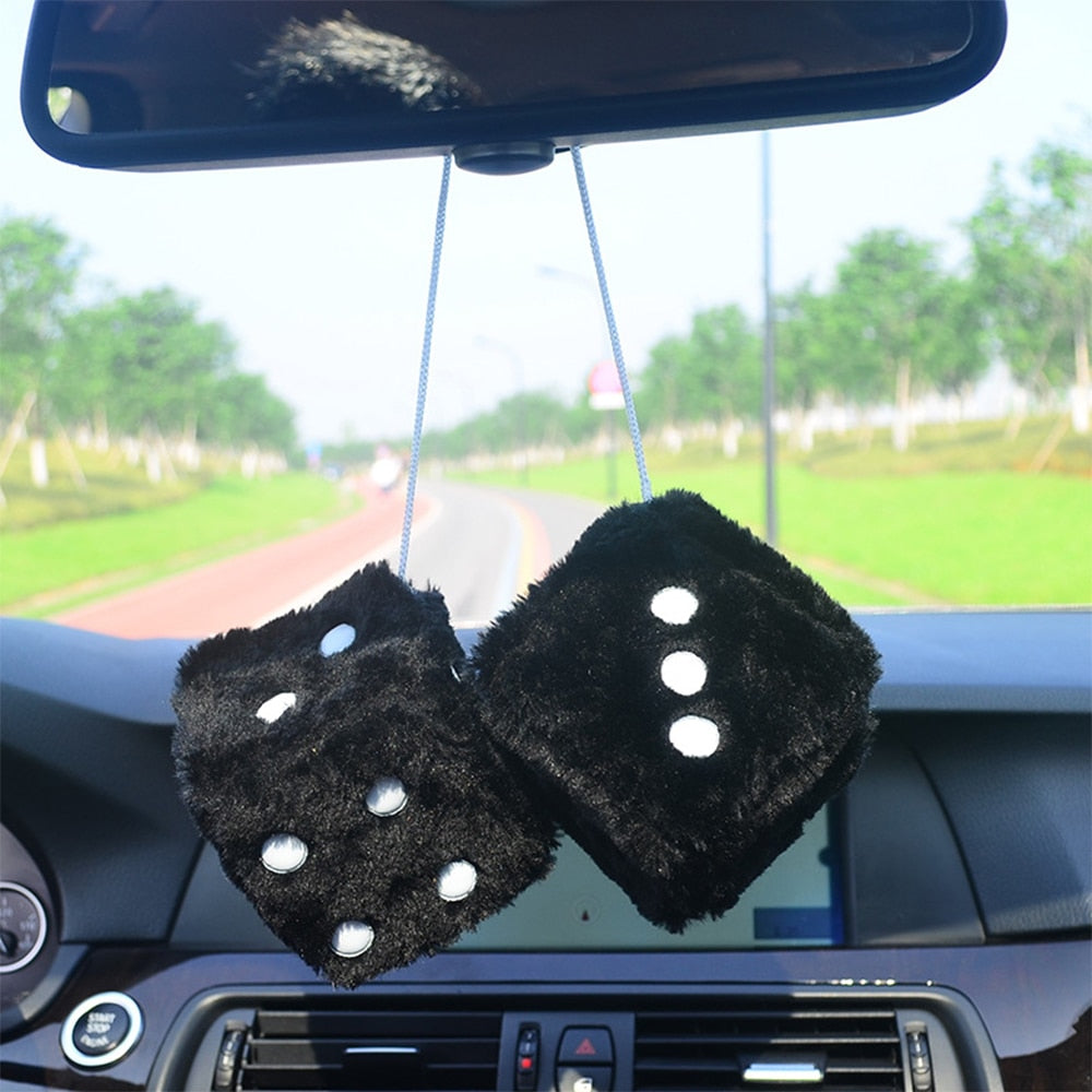 Fuzzy Plush Dice Car Accessory