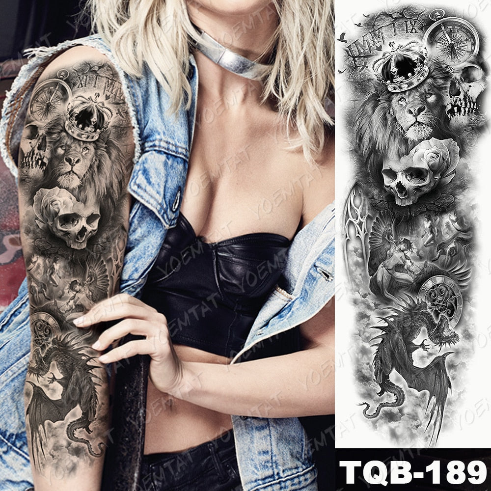 Lions in Gray and Shaded Black Tattoos