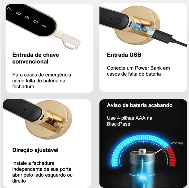 Black Pass - Digital Lock w/ App, Fingerprint and Numeric Password