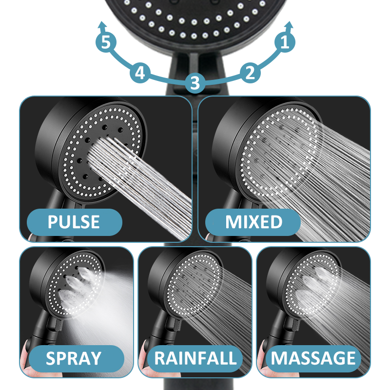 5-Modes Pressurized Shower Head