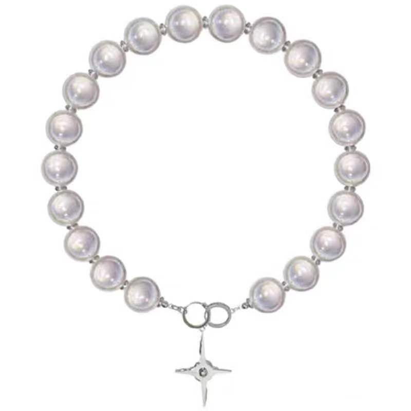 Luminous Beads Pearl Cross Necklace