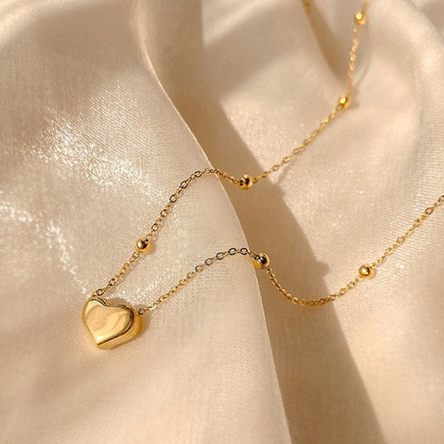 Gold Heart Shaped Opal Necklace