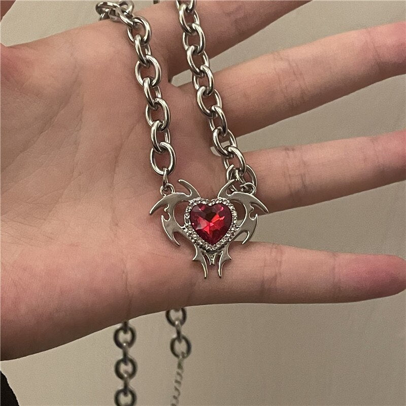 Red Crystal Pendant Necklace